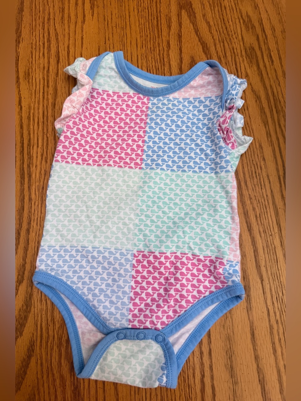 Vineyard Vines Pastel Patchwork One-Piece Bodysuit - Pink, Blue, Mint